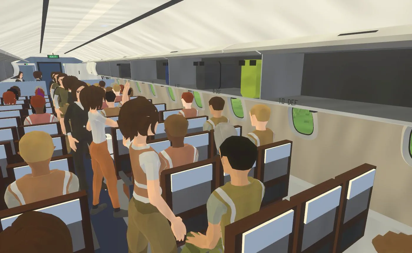 Passengers boarding the airliner